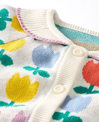 Jacquard Cardigan Sweater in Rainbow Tulips - main