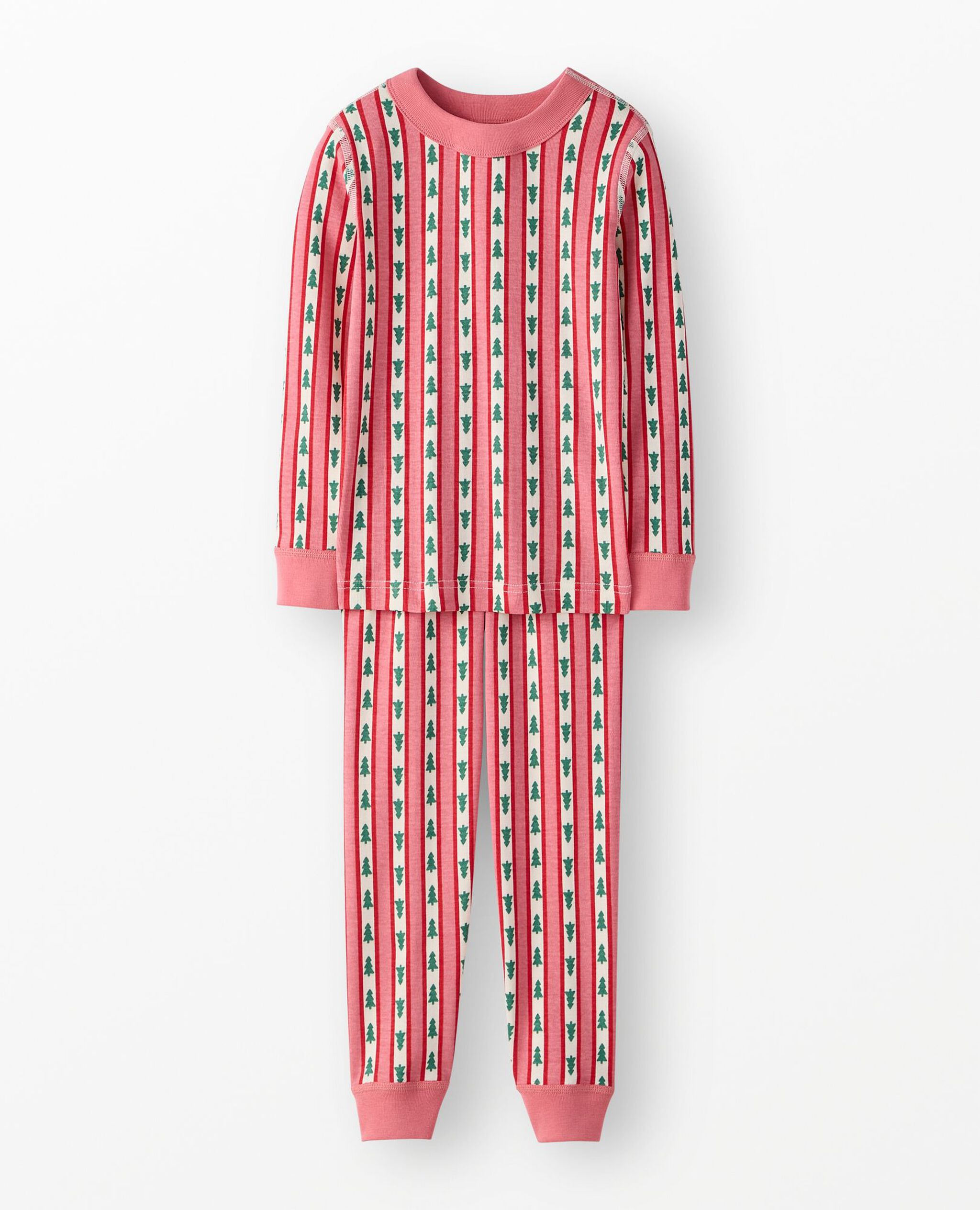 Holiday HannaJams™ Pajama Set in Tree Ribbons on Pink - main