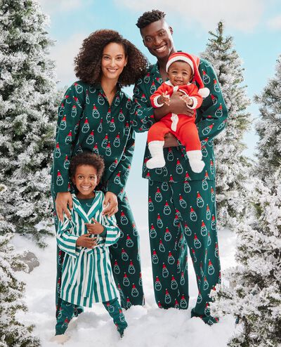 Women's Holiday Flannel Pajama Set in Santa on Malachite - main