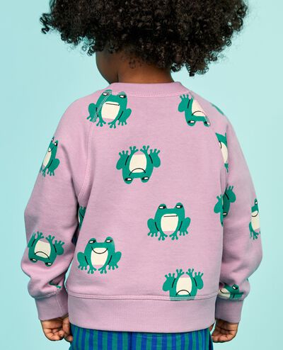 French Terry Sweatshirt in Happy Frogs on Purple - main