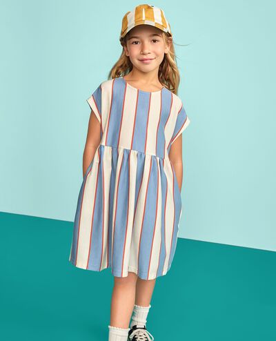 Dolman Sleeve Dress with Pockets in Forever Blue/Ecru - main