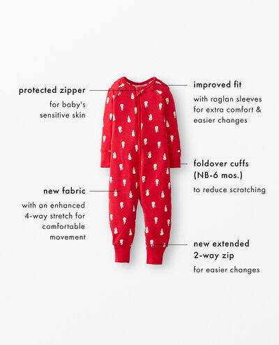 Holiday HannaSoft™ Stretch Sleeper in Snowmen on Red - main