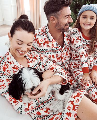 Adult Holiday Flannel Pajama Top in Dear Deer - main