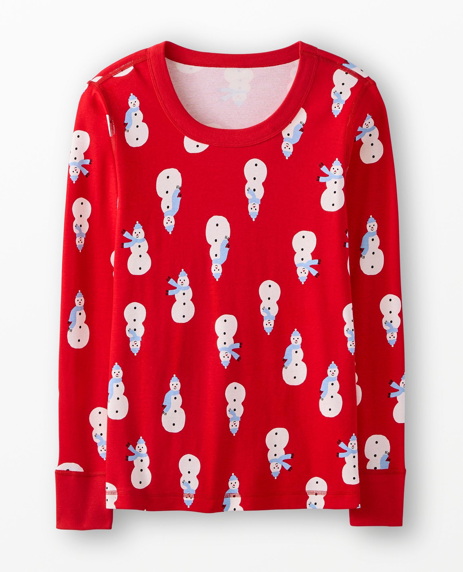 Women's Holiday HannaJams™ Pajama Top in Snowmen on Red - main