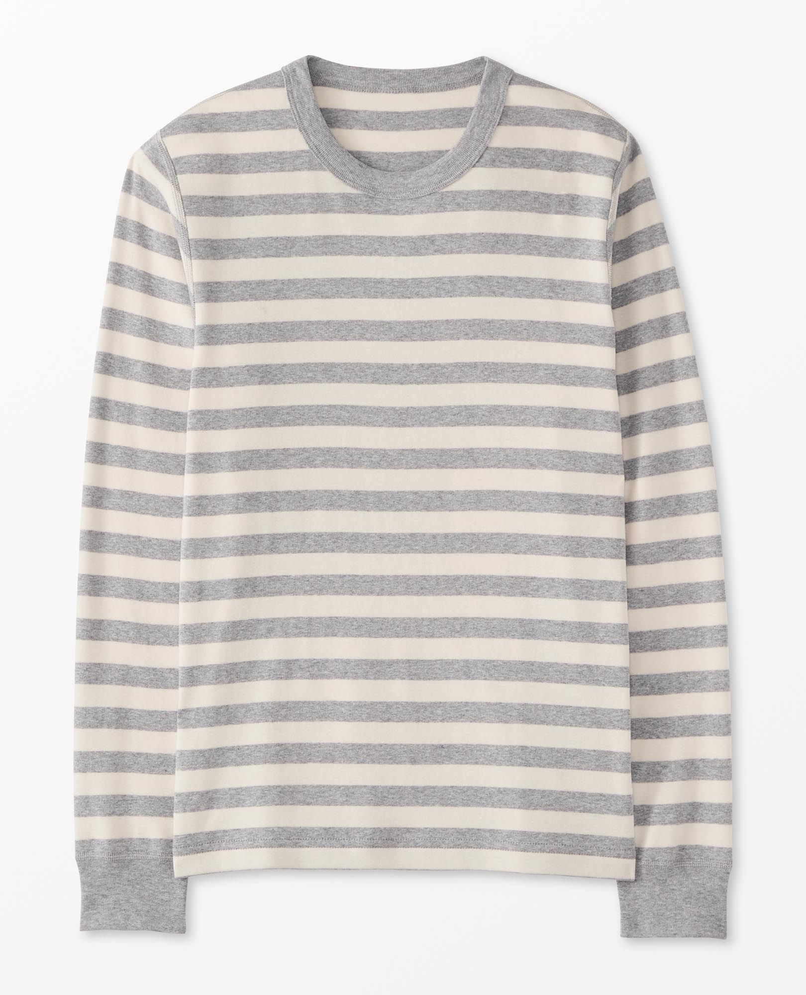 Adult Striped Long John Pajama Top in Heather Grey - main