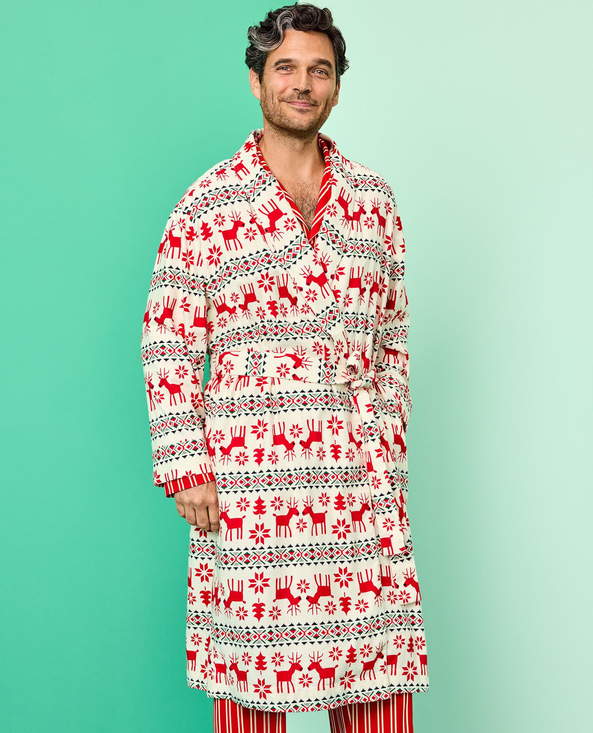 Adult Holiday Flannel Robe in Dear Deer - main