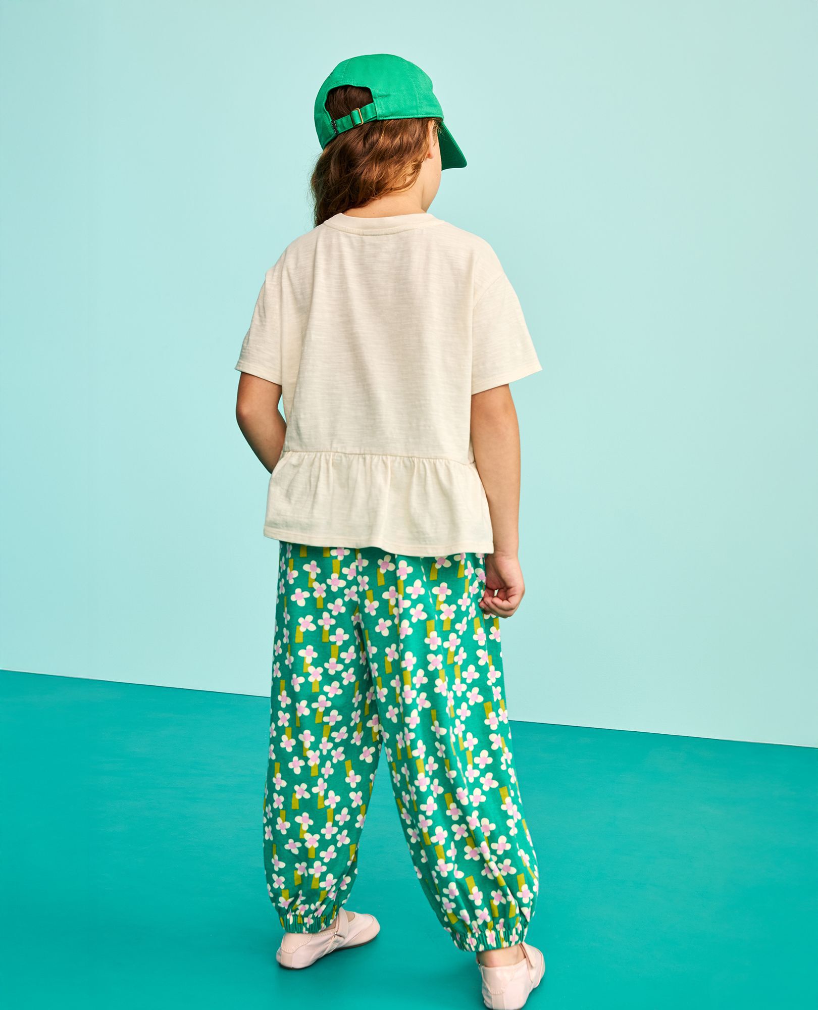 Balloon Pants in A Field of Flowers on Green - main