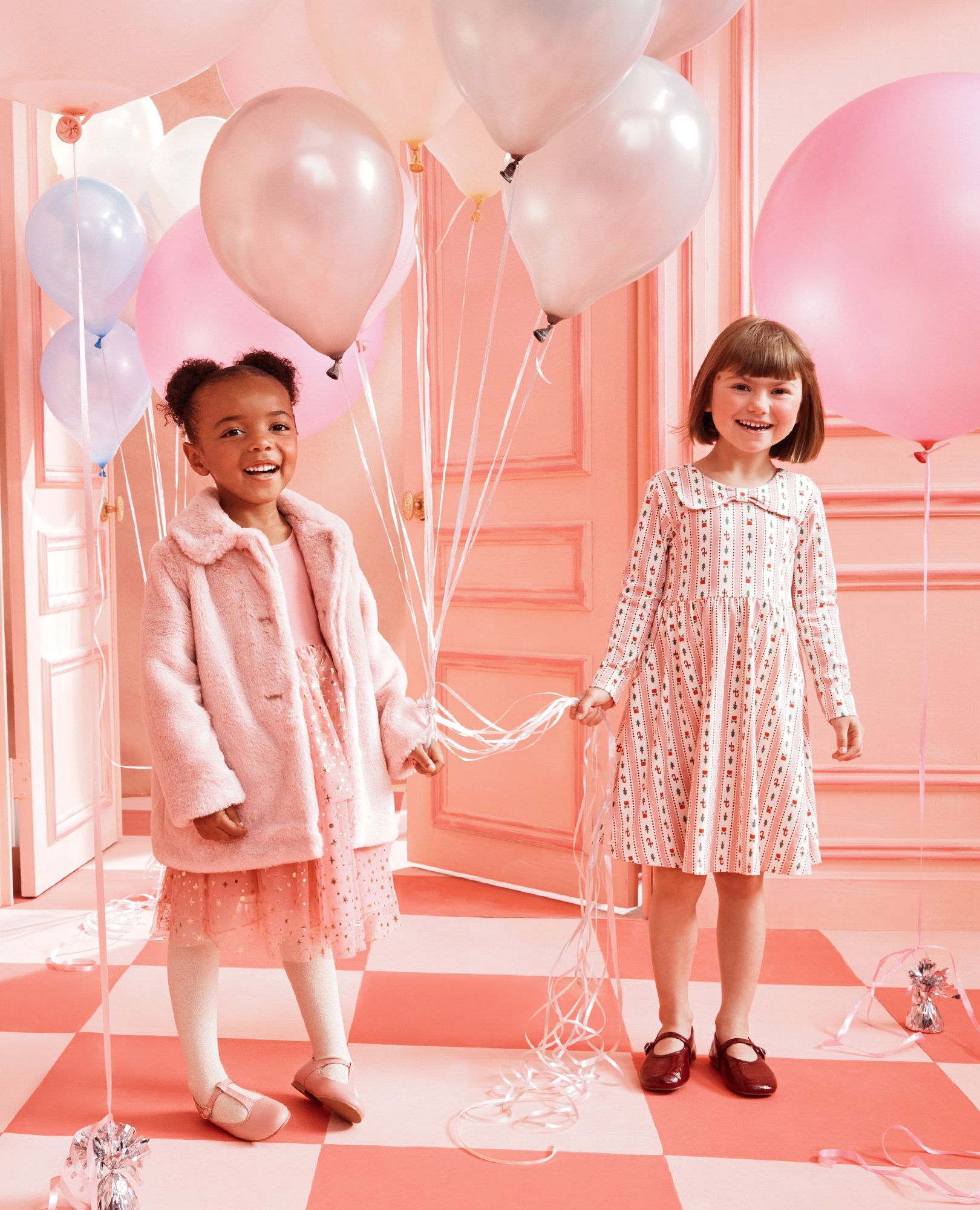 Faux Fur Coat in Pink Cream - main