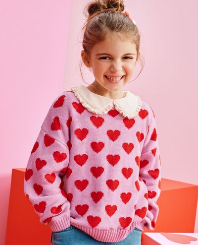 Heart Sweater in Heartful on Purple - main