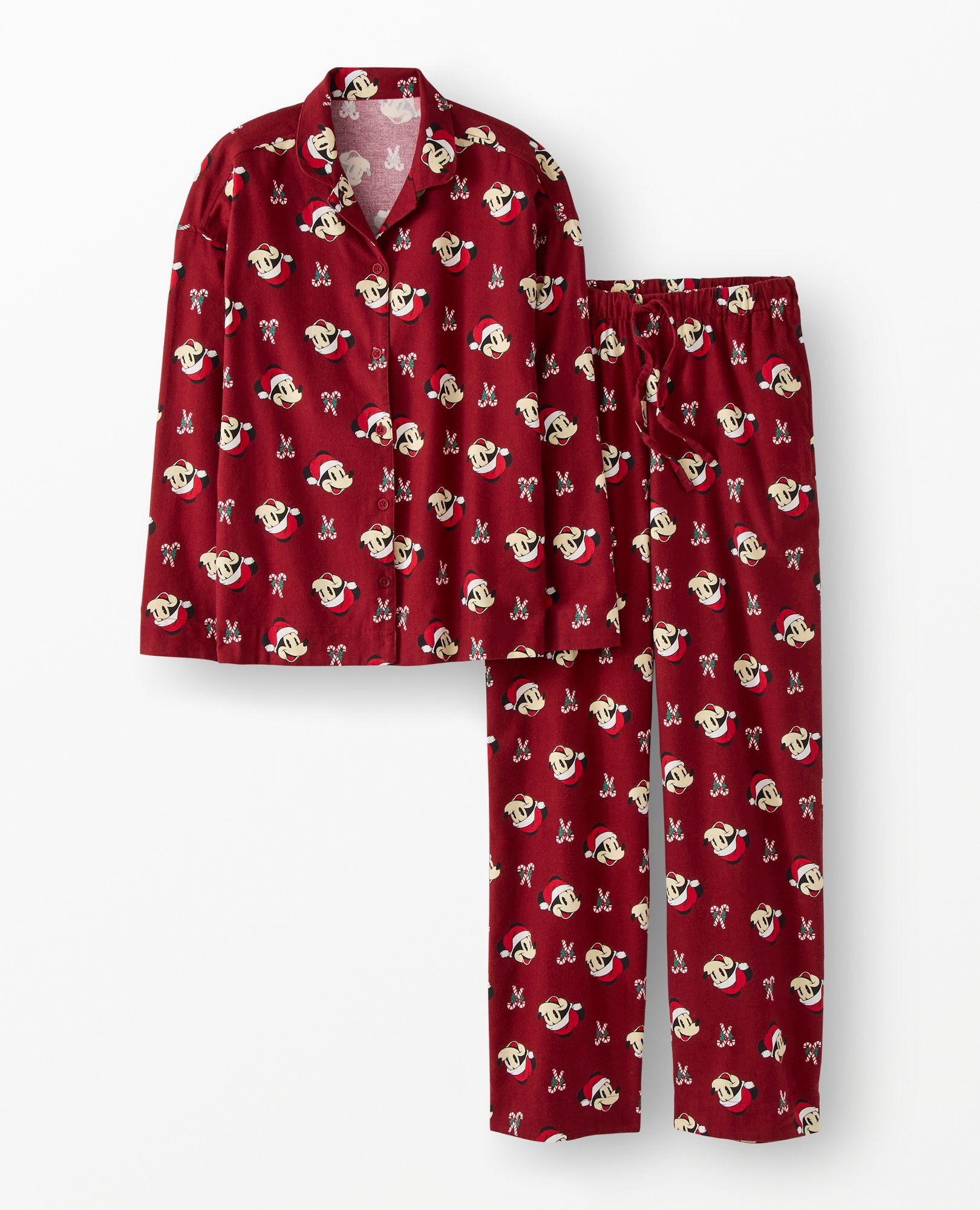 Women's Disney Mickey Mouse Holiday Flannel Pajama Set in Mickey Candy Cane - main