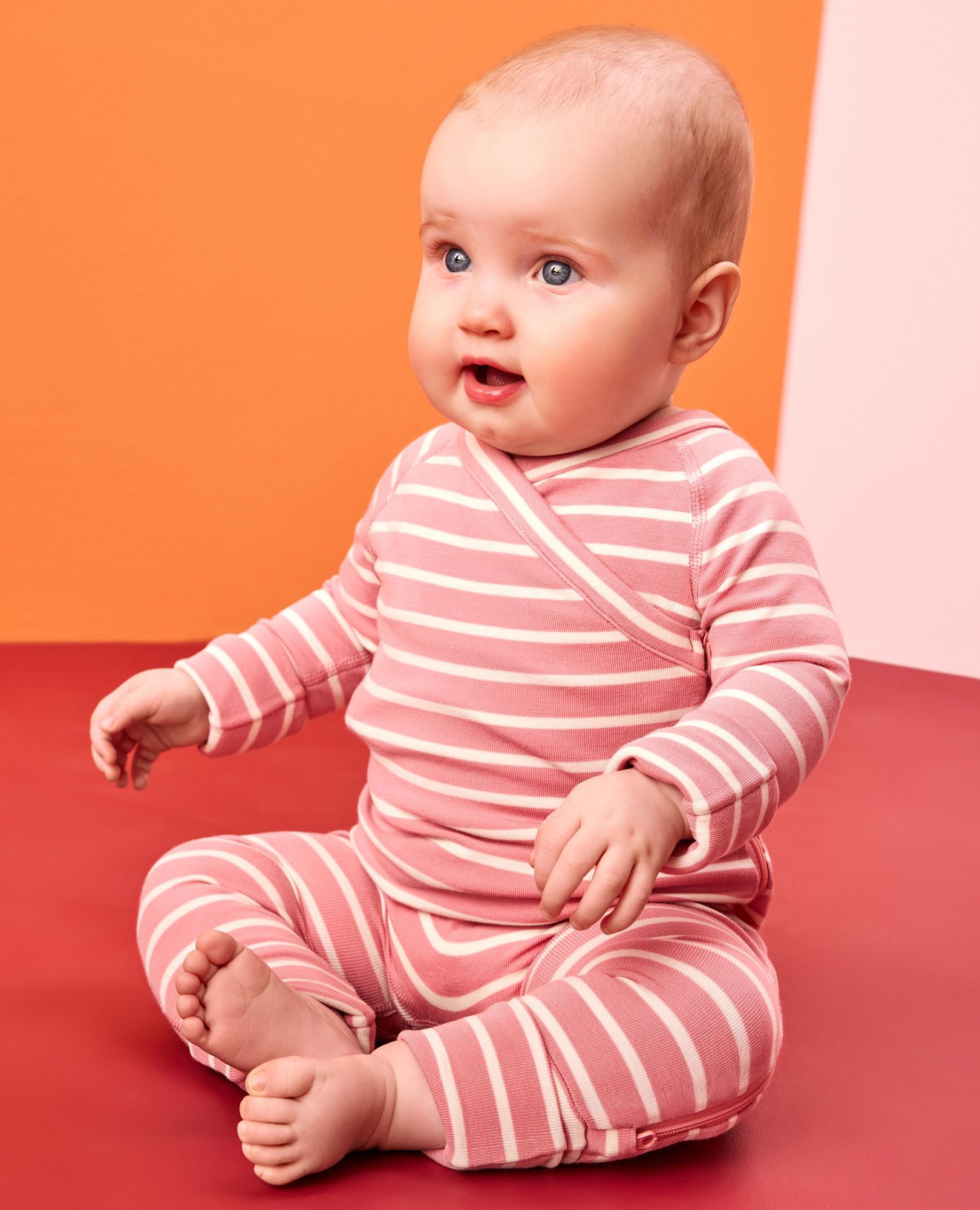 HannaSoft™ Stretch Skin-to-Skin Sleeper in Powdered Rose/Ecru - main