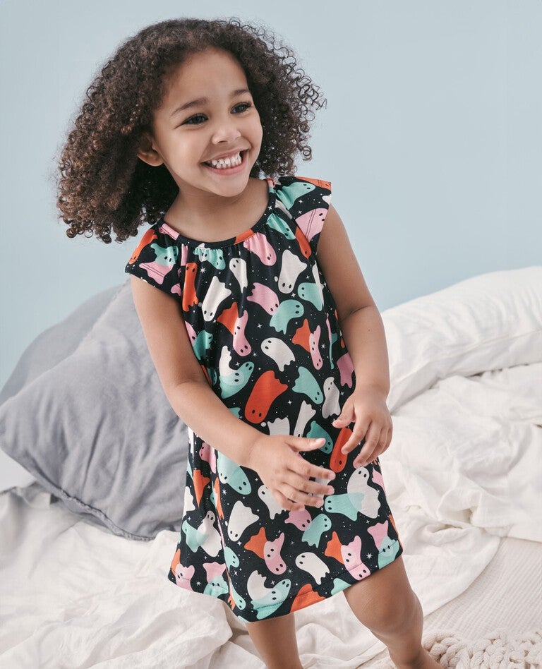 Kids Halloween Short Sleeve Nightgown in Friendly Ghosties - main