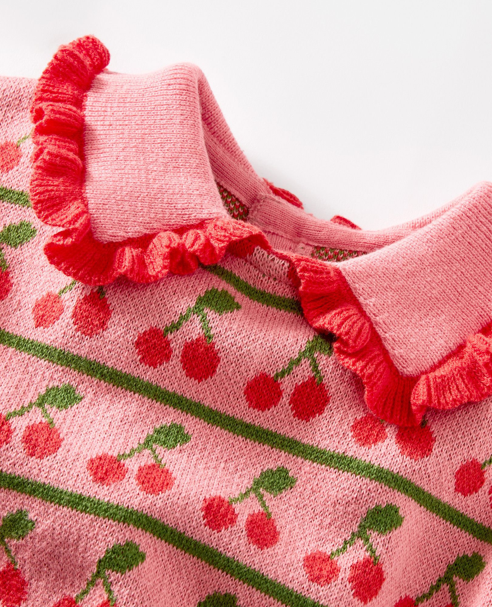 Baby Collared Sweater Set in Pink Cherry Stripes - main