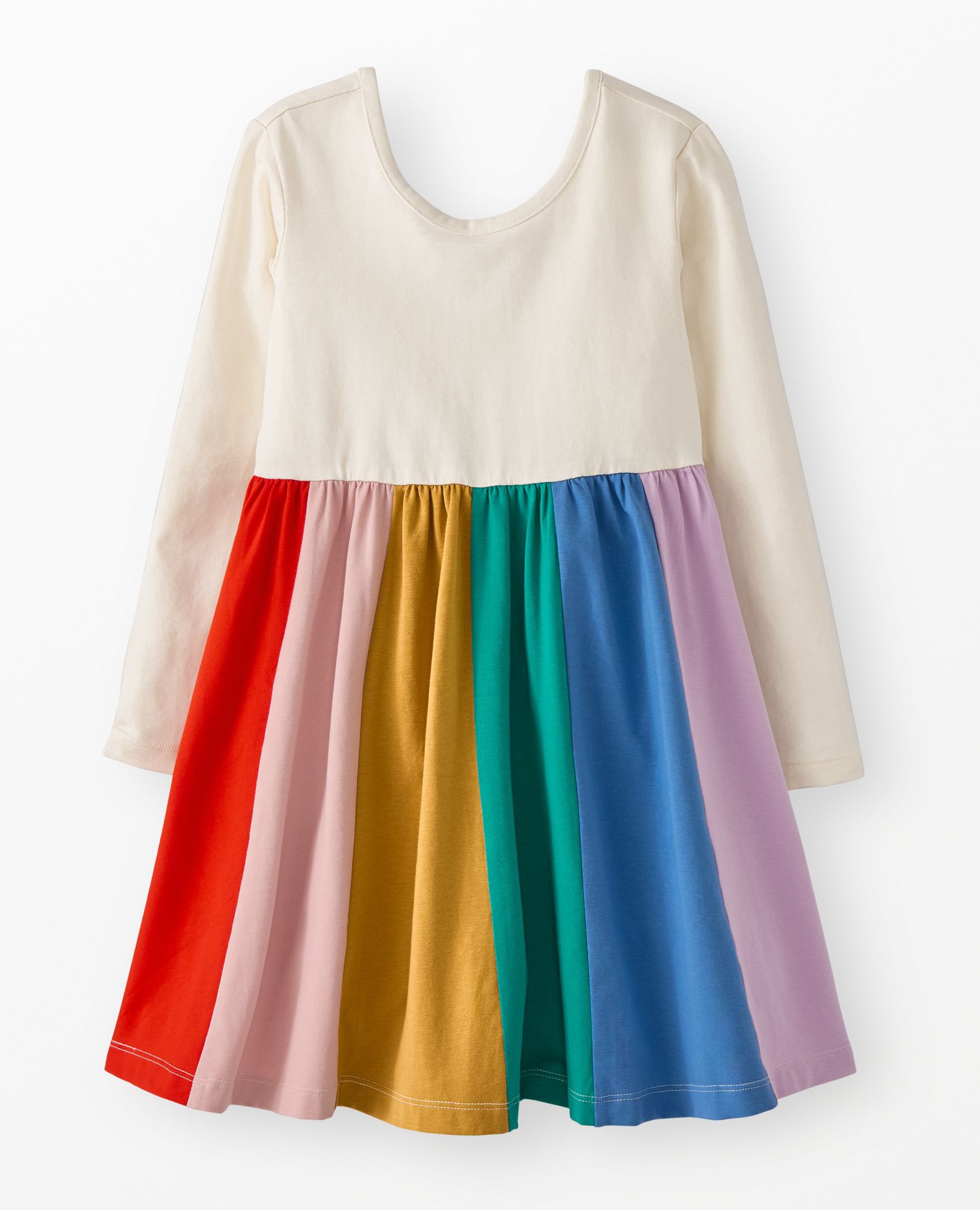 Long Sleeve Rainbow Skater Dress with Pockets in Spring Rainbow - main