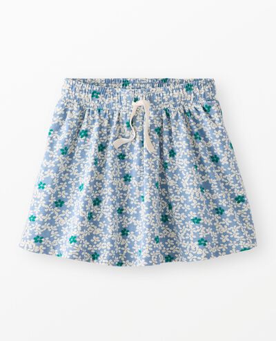 Drawcord Skort in Scattered Daisies on Blue - main