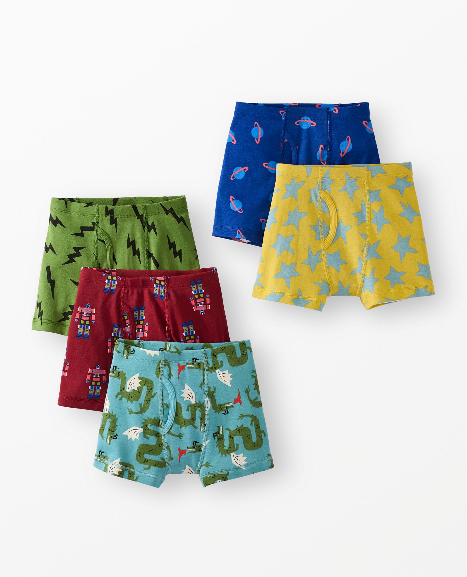 5-Pack Organic Cotton Boxer Briefs in Boys Fun Print 5PK - main