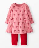 Baby Holiday Long Sleeve Pocket Dress & Leggings Set in Mini Bows on Macaron - main