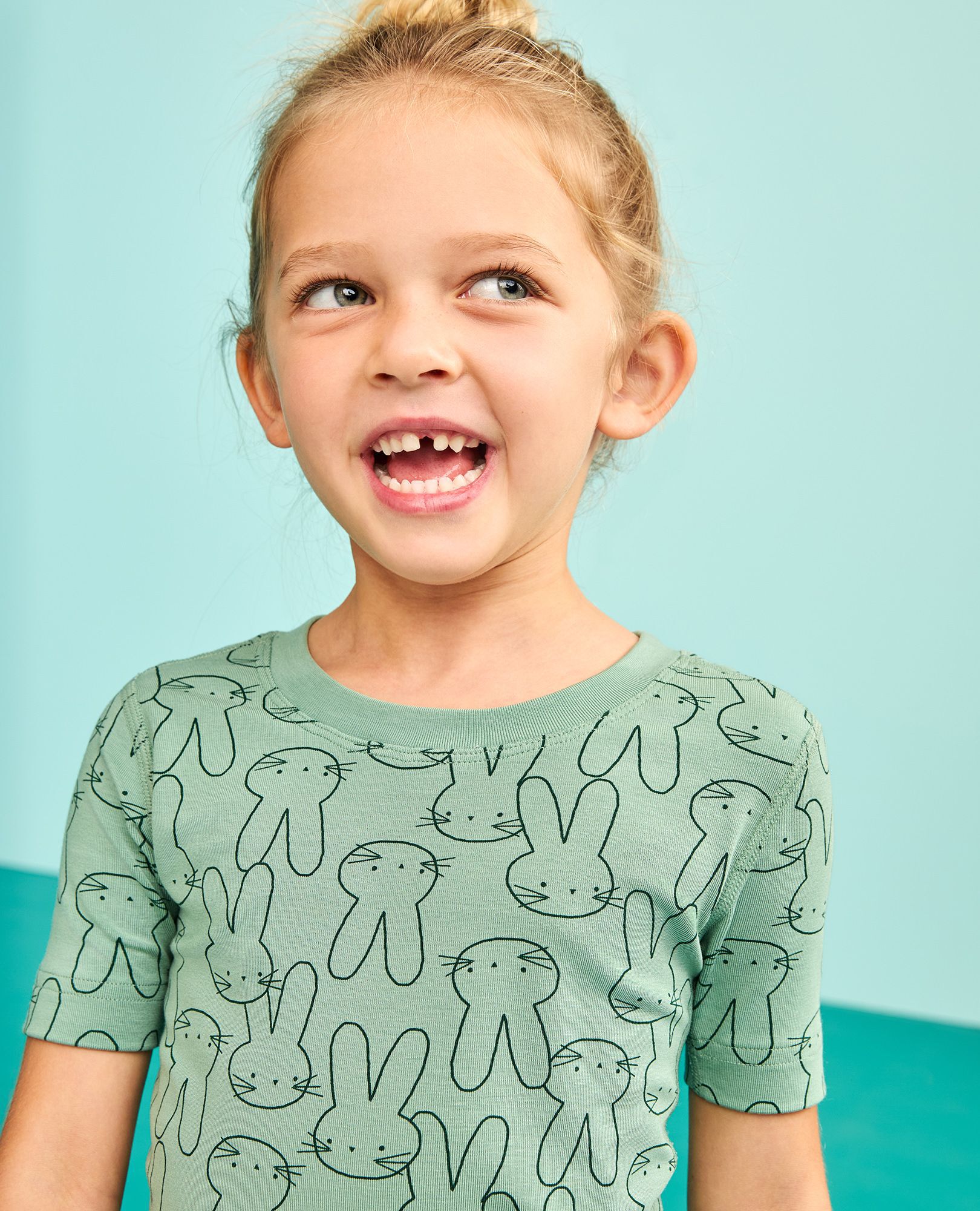 Easter HannaSoft™ Stretch Pajama Set in Easter Bunny on Jade - main