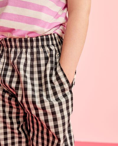 Poplin Parachute Pants in Black/Ecru Gingham - main