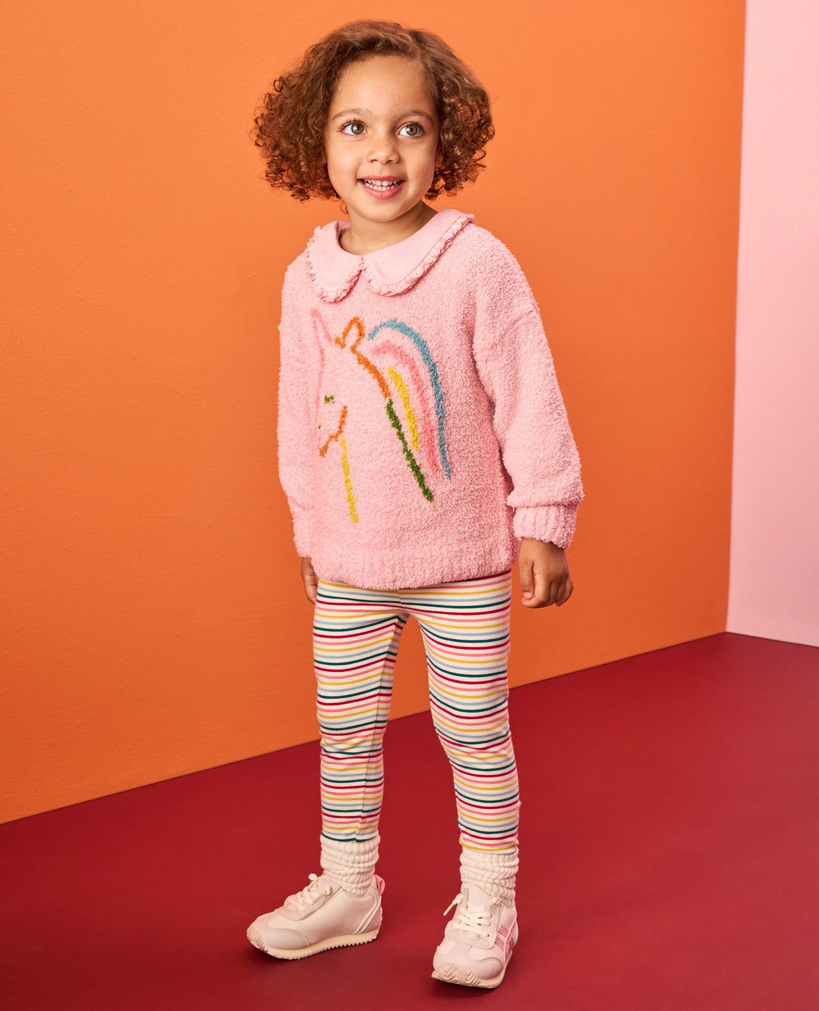 Marshmallow Graphic Sweater in Multi Unicorn on Frosting Pink - main