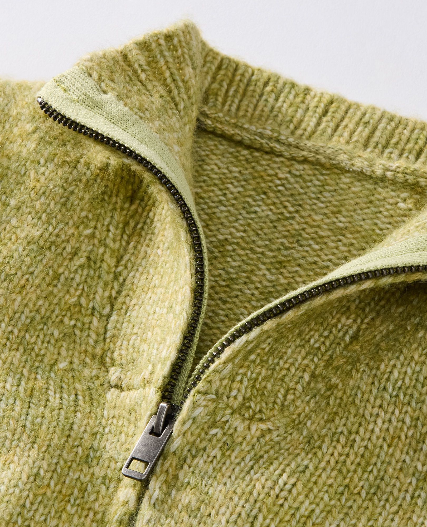 Heathered Zip Up Sweater in Moss Green - main