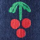Embroidered Corduroy Dress with Pockets in Holly Berries on Midnight Blue - swatch