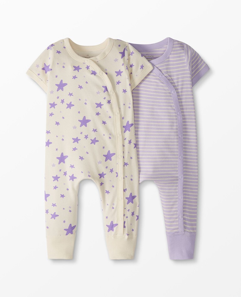 Moon and Back by Hanna Andersson Baby Romper 2-Pack in Light Purple - main