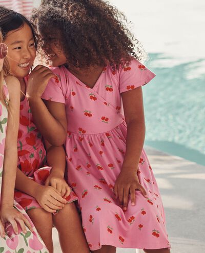 Back-to-Front Skater Dress with Pockets in Floral Duet on Pink - main