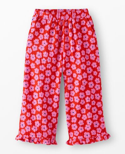 Jacquard Wide Leg Ruffle Pants in Floral on Grenadine - main