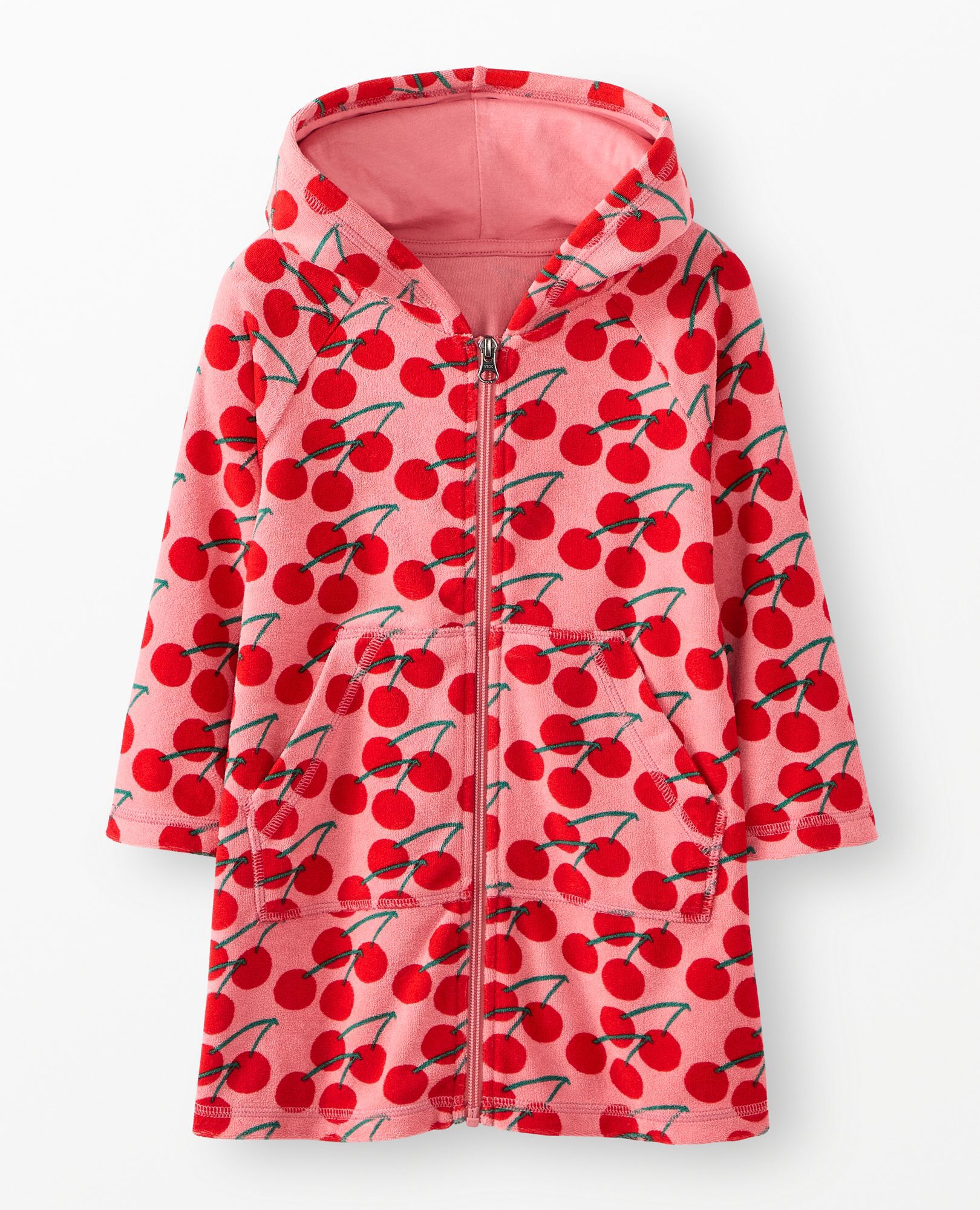 Long Sleeve Loop Terry Hoodie Cover Up in Summer Cherries - main