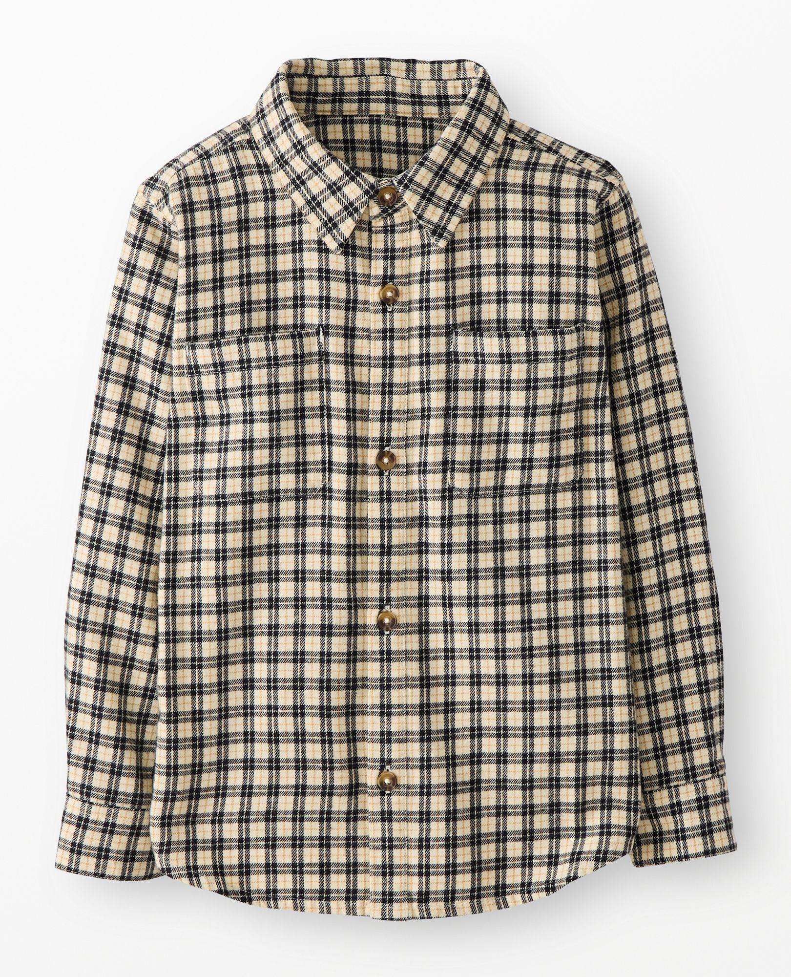 Flannel Button Up Shirt in Black Checked Plaid - main