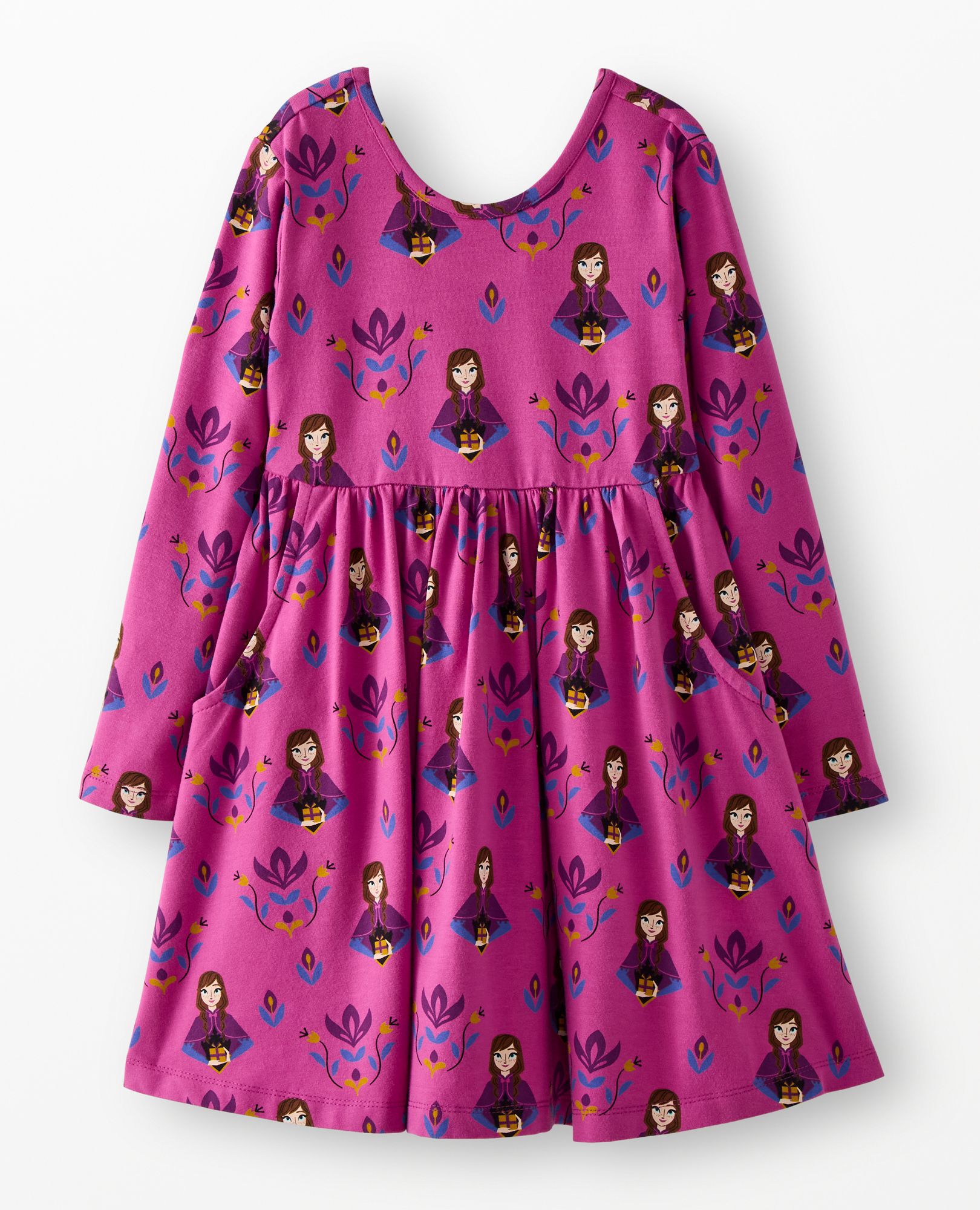 Disney Frozen Long Sleeve Skater Dress with Pockets in Anna Winter Print - main