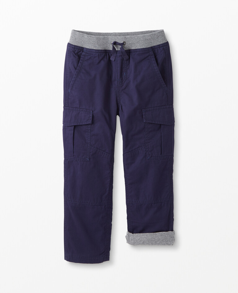 Double Knee Jersey Lined Relaxed Cargo Pants in Navy - main