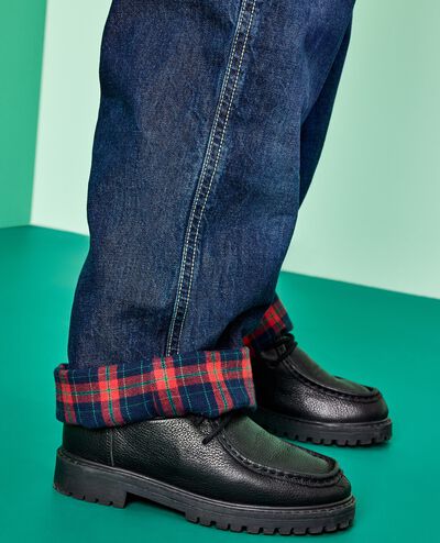 Denim Pull-On Lined Pants in Med-Dark Wash - main