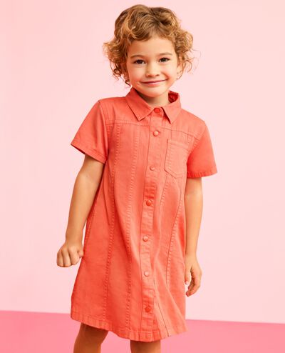 Twill Shirt Dress with Pockets in Sun Fire - main
