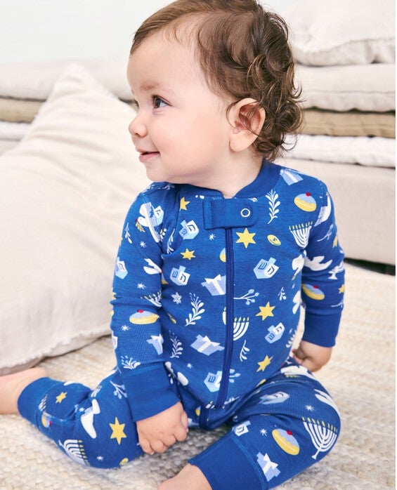 Baby Holiday 2-Way Zip Sleeper Pajamas in Light And Love - 100% Cotton - Size 0-3 mos by Hanna Andersson