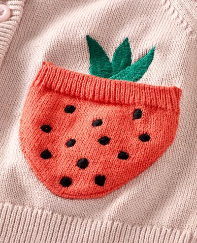 Baby Strawberry Pocket Cardigan Sweater in Hushed Violet - main