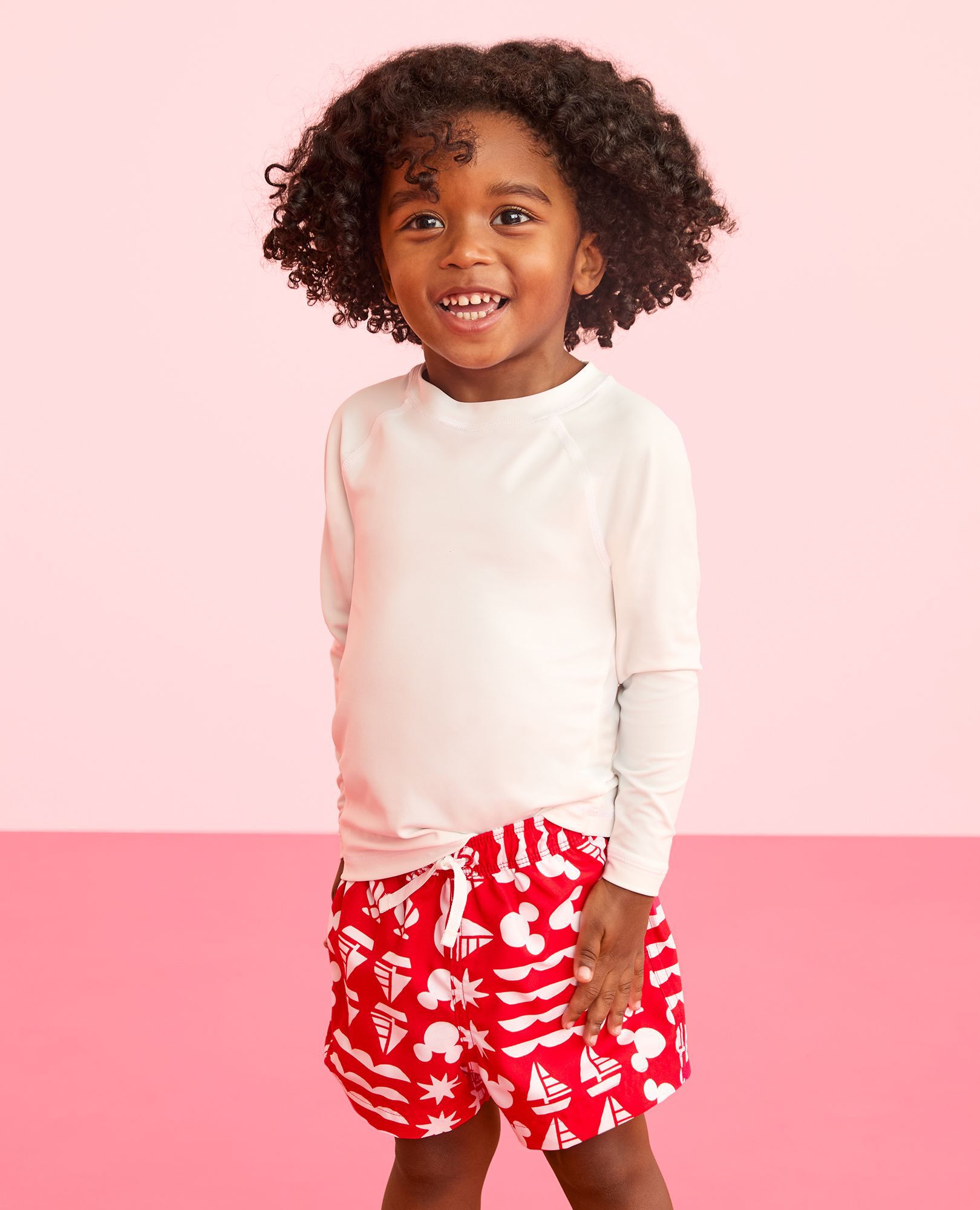 Disney Mickey Mouse Swim Trunks in Mickey Mouse Sail Patchwork Red - main