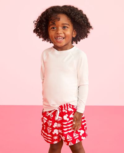 Disney Mickey Mouse Swim Trunks in Mickey Mouse Sail Patchwork Red - main