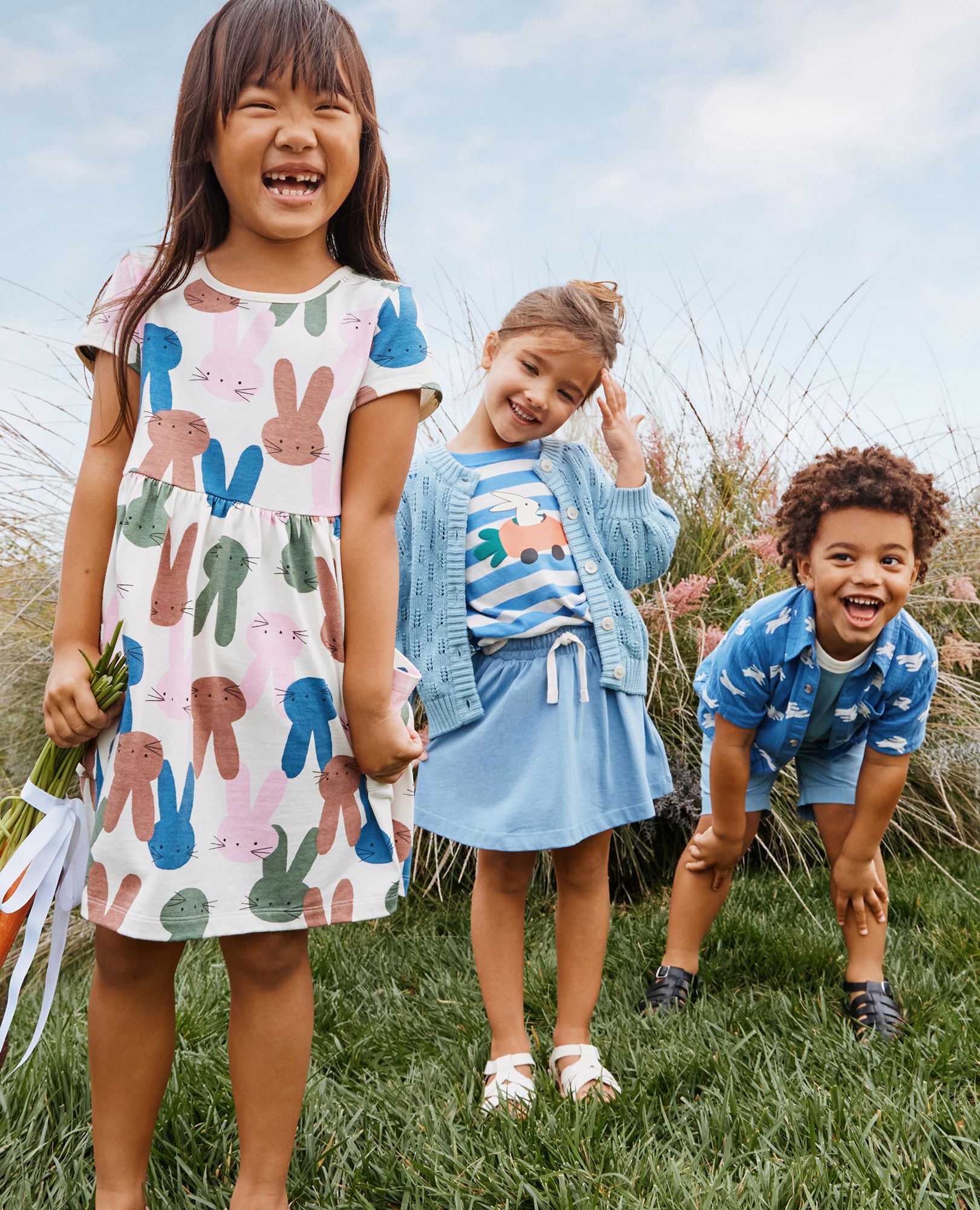 Easter Playground Dress with Pockets in Multi Bunnies - main