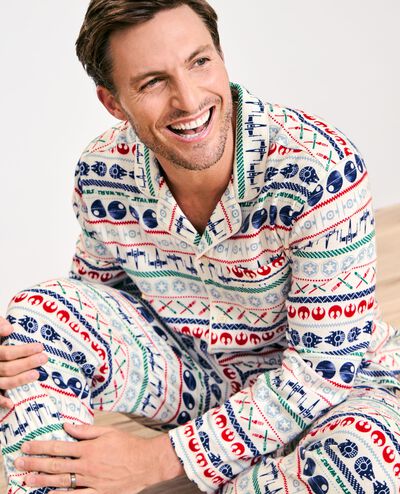 Adult STAR WARS™ Holiday Flannel Pajama Top in Ecru Star Wars Fairisle - main