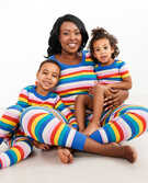 Rainbow Stripe Long John Pajamas In Organic Cotton in Colorful Rainbow Stripe - main