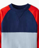 Colorblock Crewneck Sweatshirt In French Terry in Navy Blue Multi - main