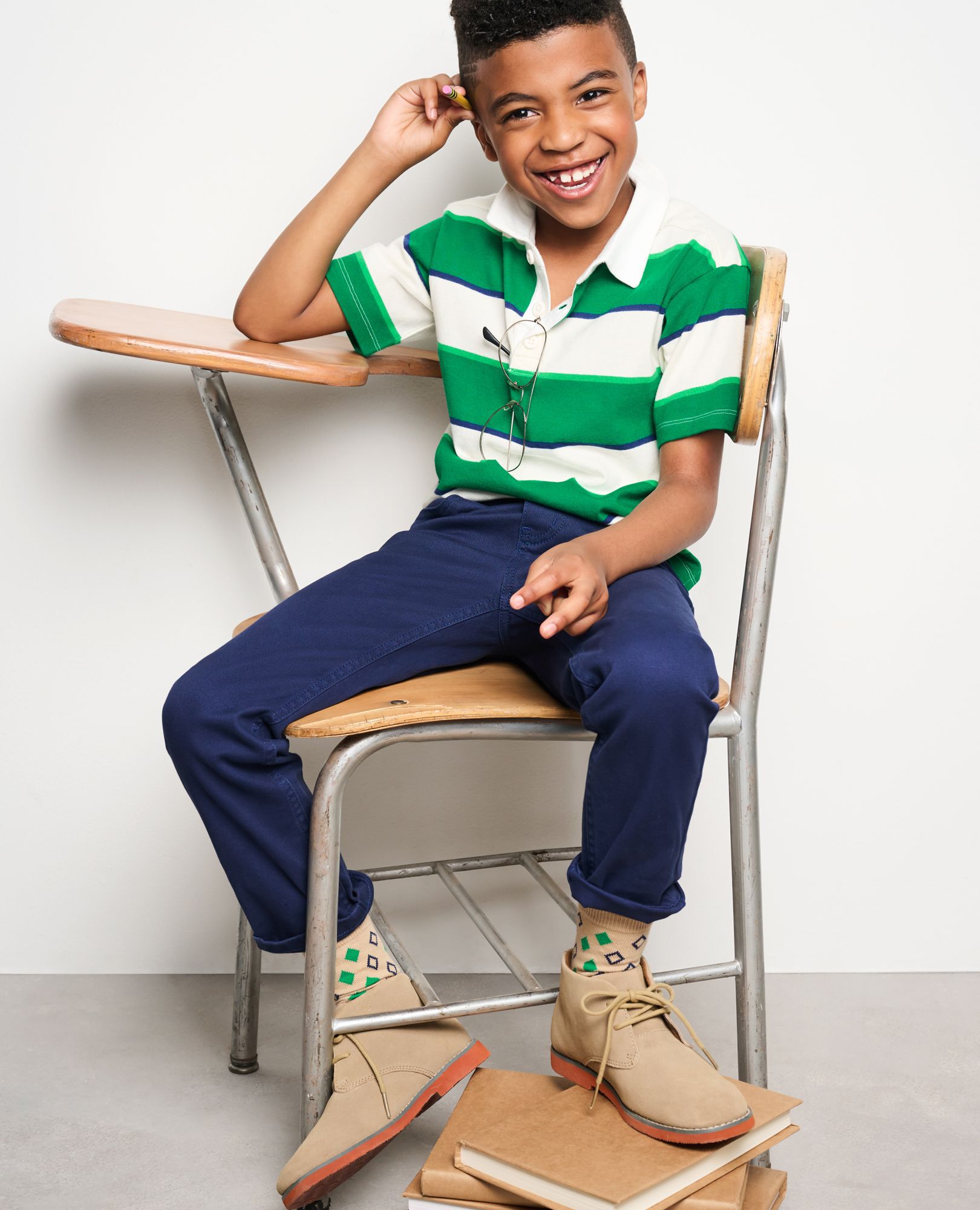 Slim Fit Twill Pull-On Pants in Navy Blue - main