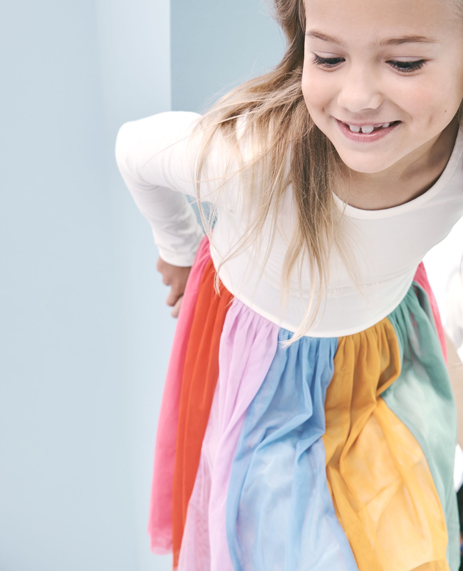 Long Sleeve Tulle Rainbow Dress