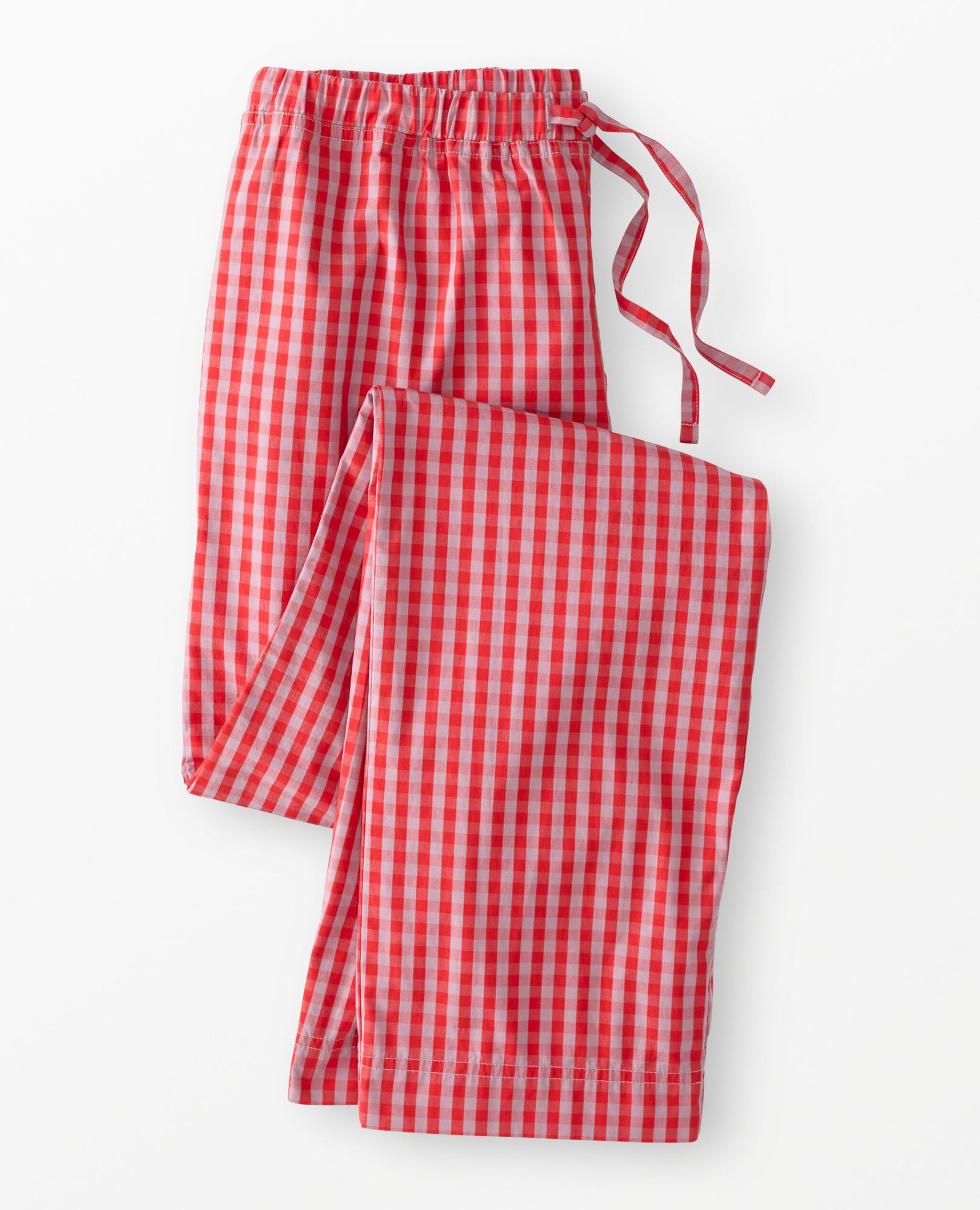 Adult Poplin Pajama Pants in Red Ember gingham - main