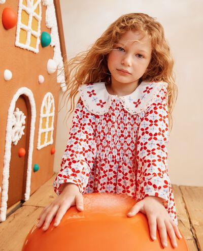 Embroidered Corduroy Dress with Pockets in Geo Floral - main