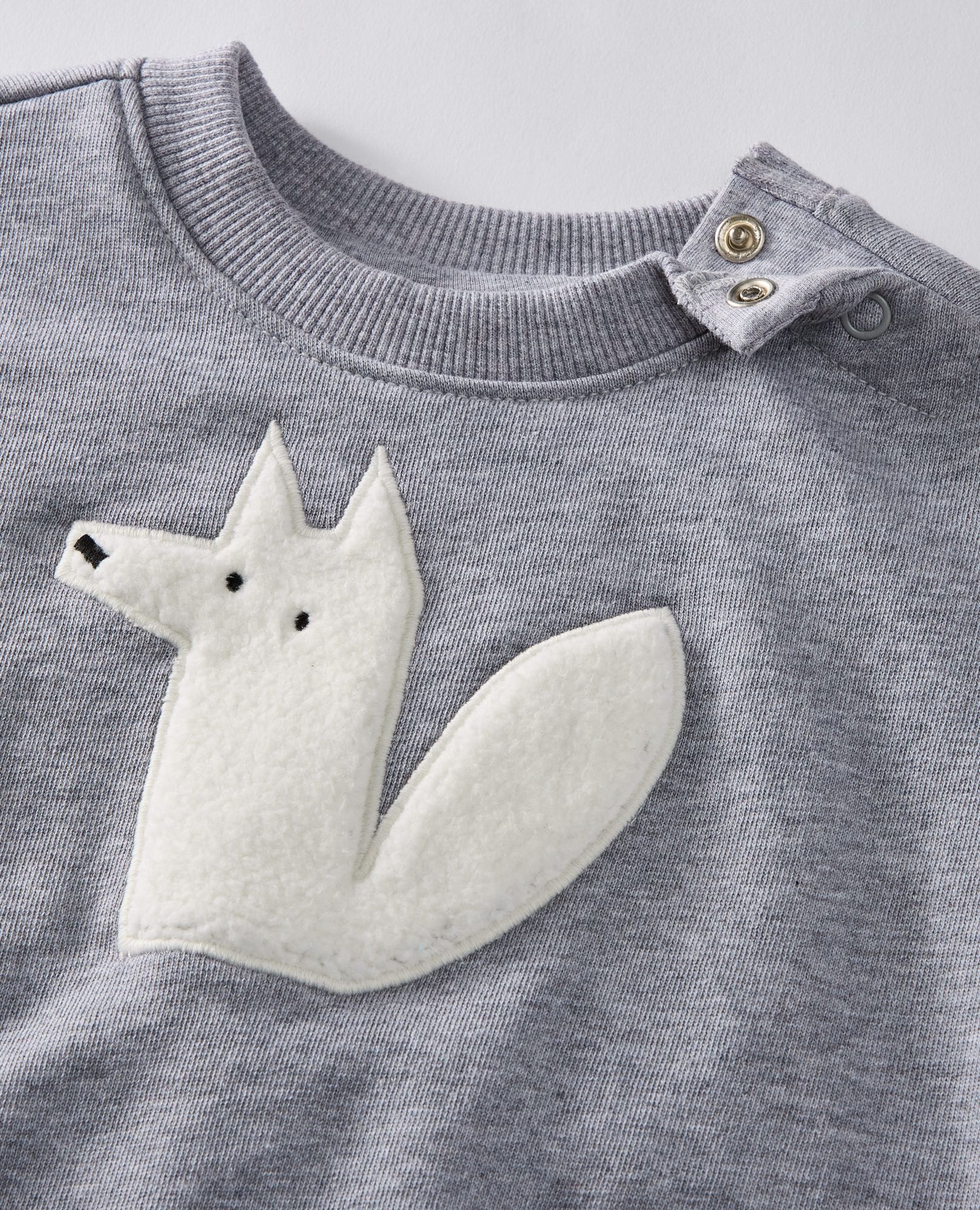 Baby Holiday French Terry Sweatshirt in Arty the Arctic Fox on Grey - main