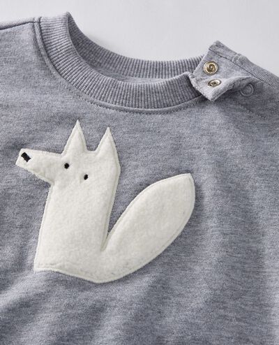 Baby Holiday French Terry Sweatshirt in Arty the Arctic Fox on Grey - main