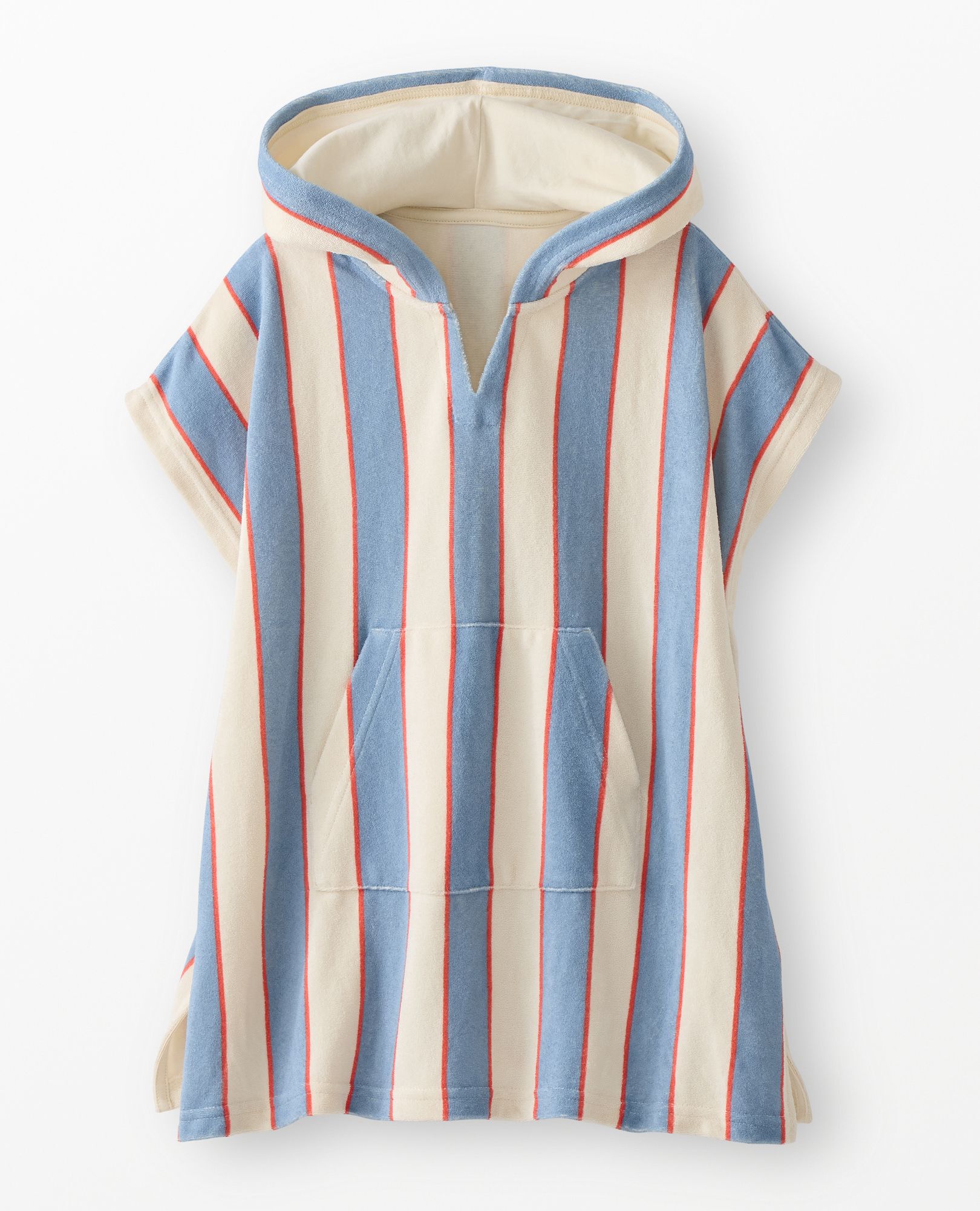 Oversized Loop Terry Hoodie Cover Up in Forever Blue/Ecru - main